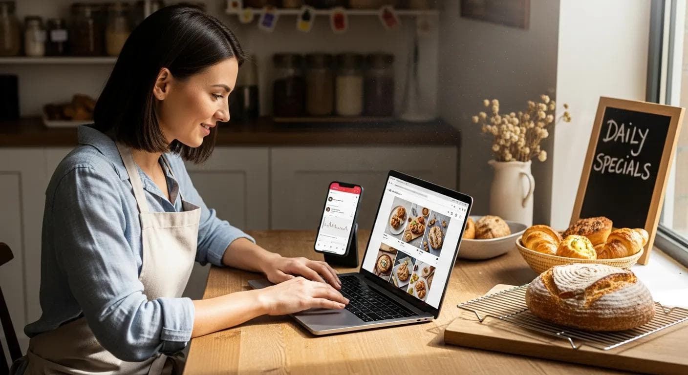 Small business owner using social media to grow their business