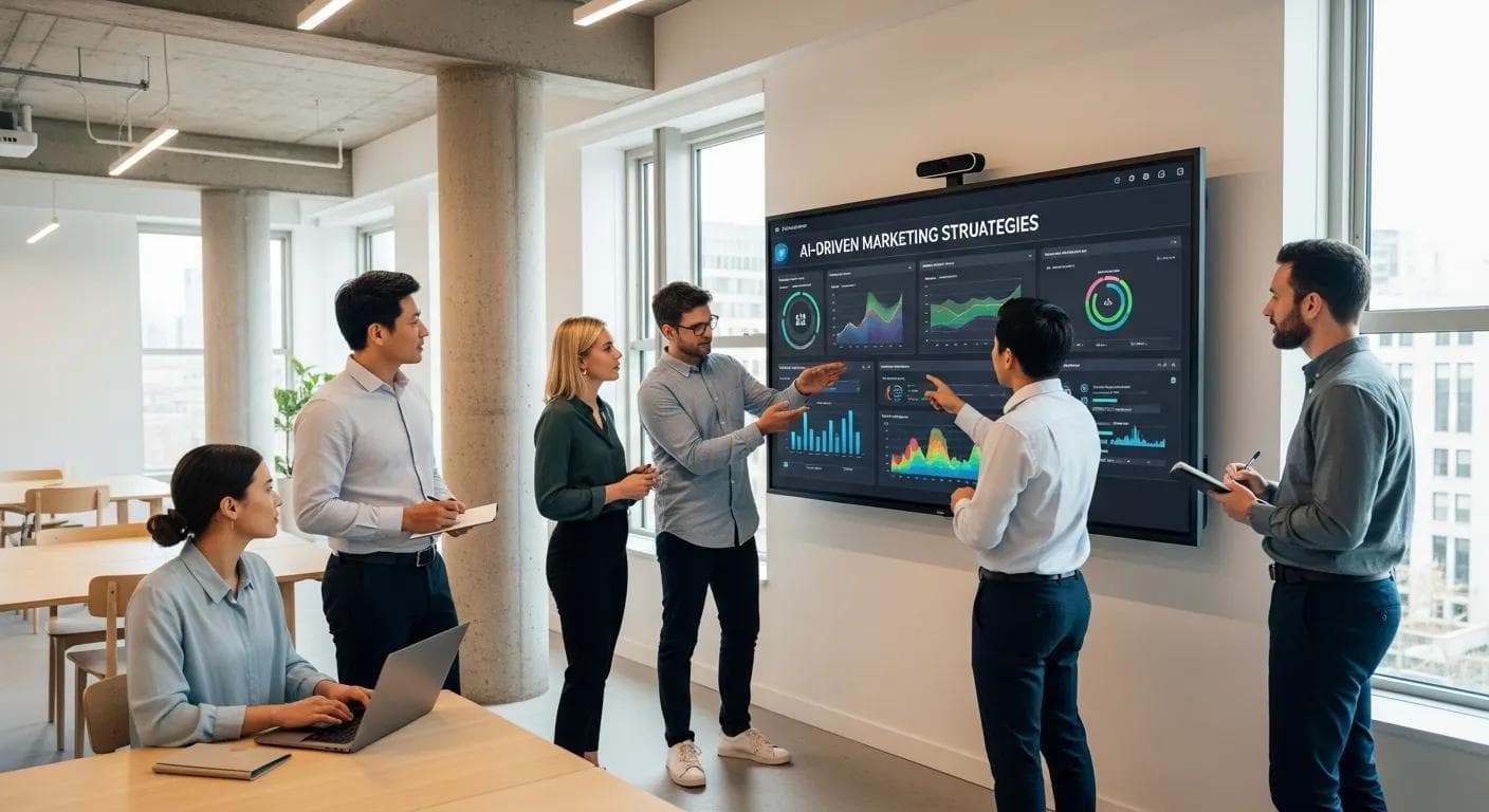 Modern office collaboration on AI-driven marketing strategies