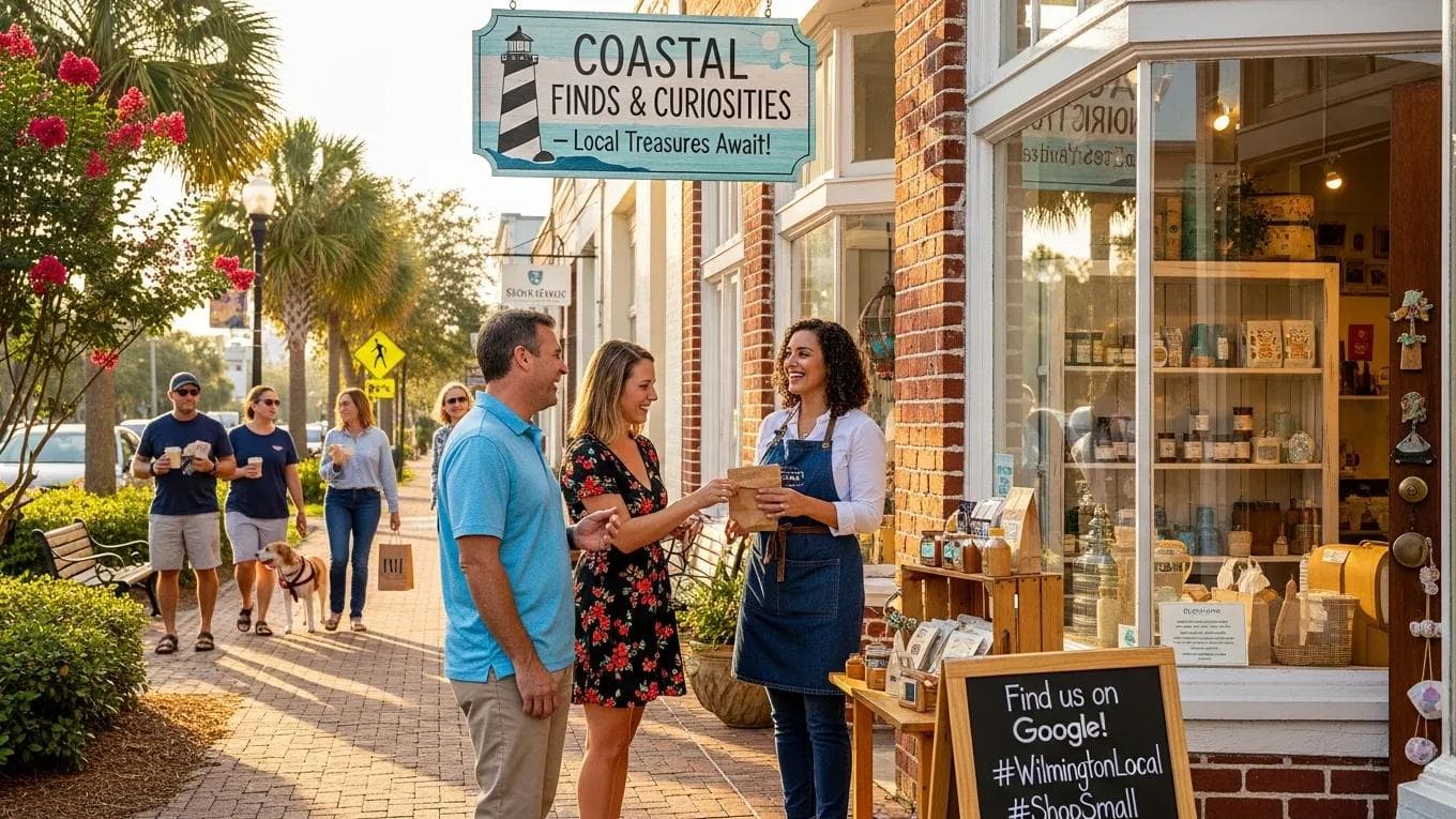 Wilmington small business owner engaging with customers, highlighting local SEO strategies